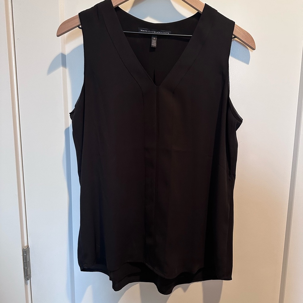 White House Black Market V-Neck Black Blouse